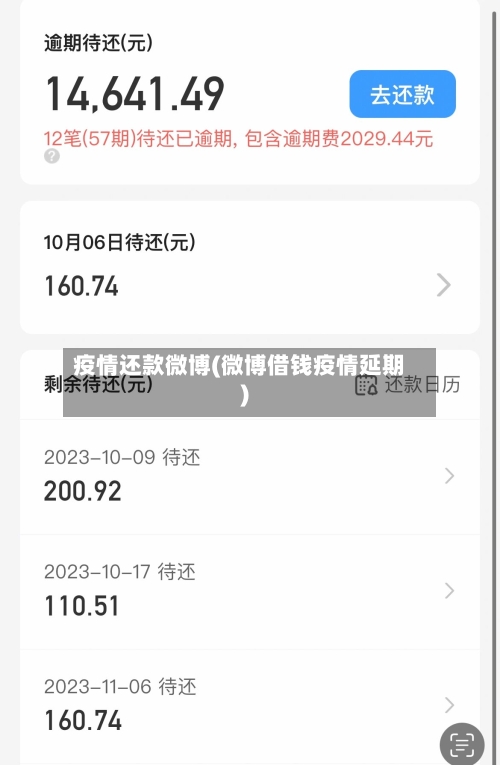 疫情还款微博(微博借钱疫情延期)-第1张图片